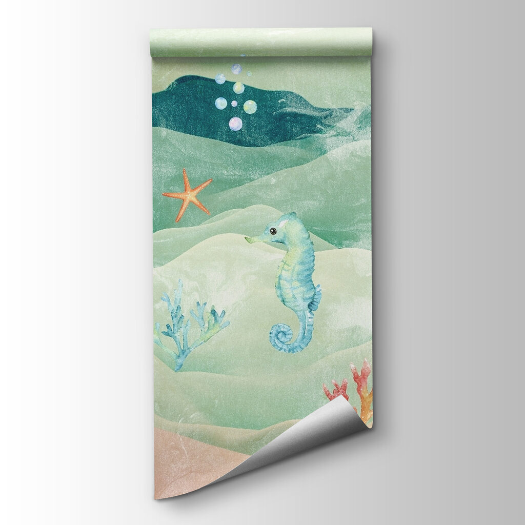 Sea life with seahorses and seaweed Sea life with seahorses and seaweed