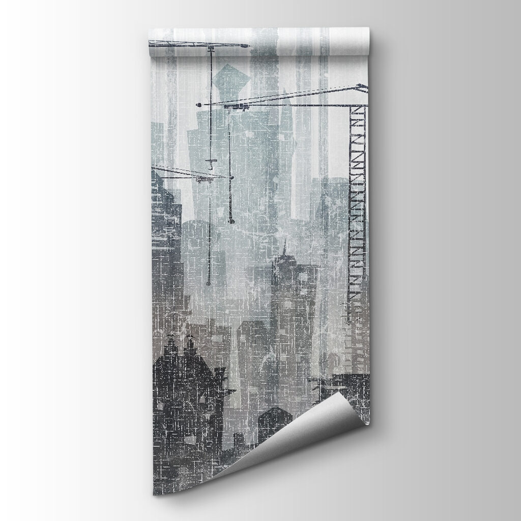 Group of cranes in a city Group of cranes in a city