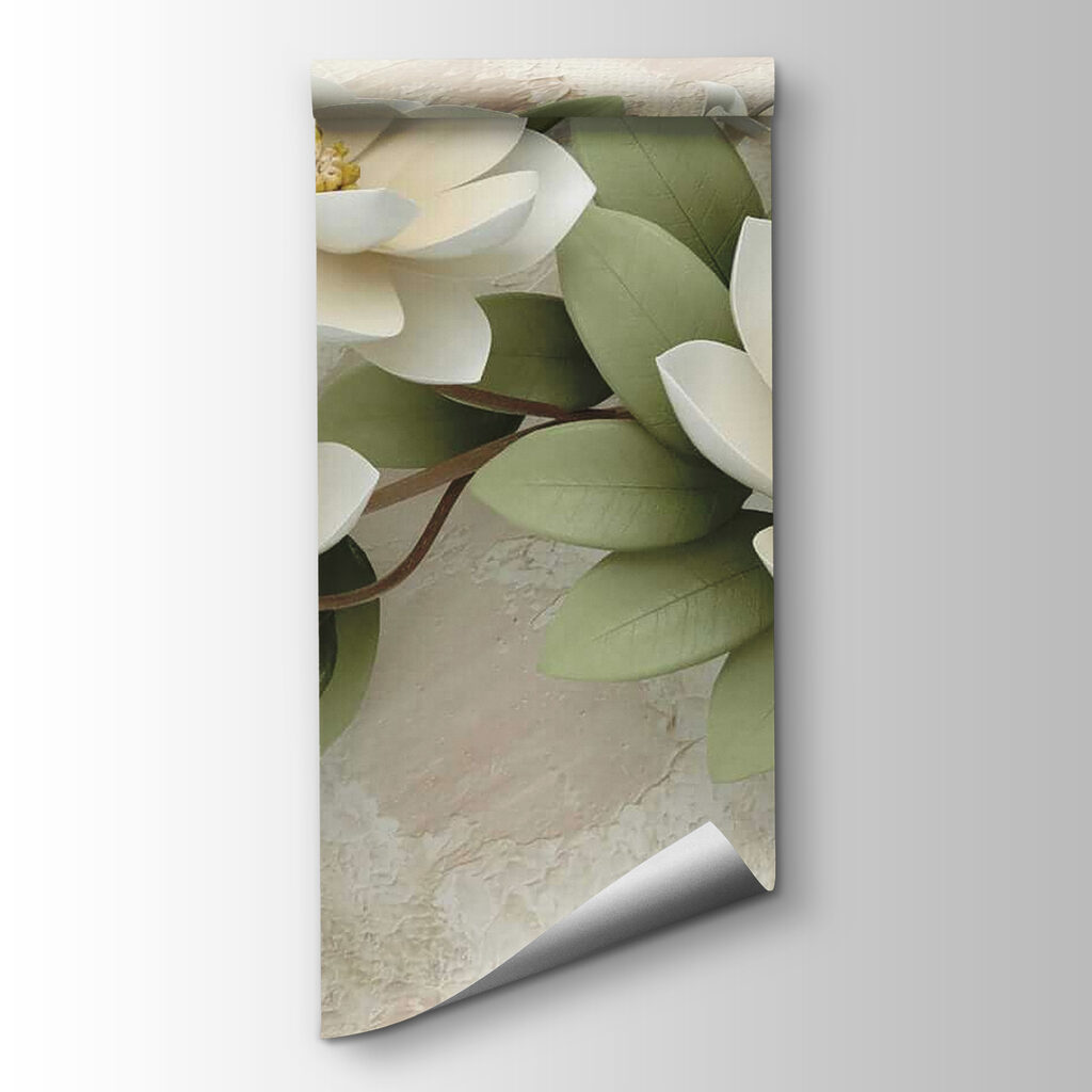 Group of white flowers with green leaves Group of white flowers with green leaves