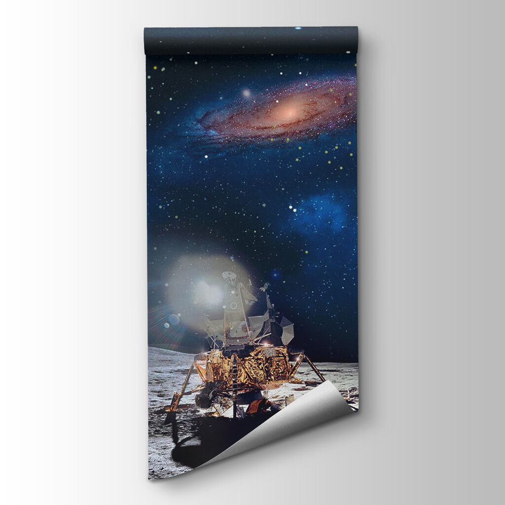 Moon with a planet and stars and a planet in the background