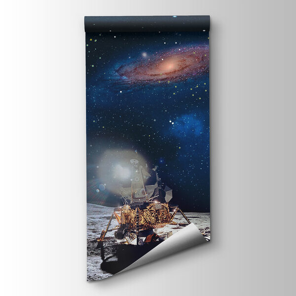 Moon with a planet and stars and a planet in the background