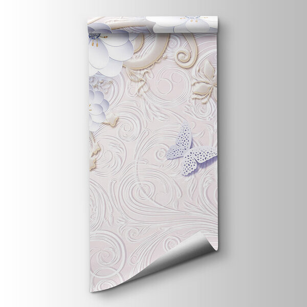 Wallpaper with white flowers and butterflies Wallpaper with white flowers and butterflies