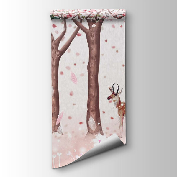 Group of trees with flowers and birds Group of trees with flowers and birds