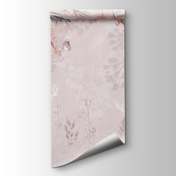 White deer and butterflies and flowers White deer and butterflies and flowers