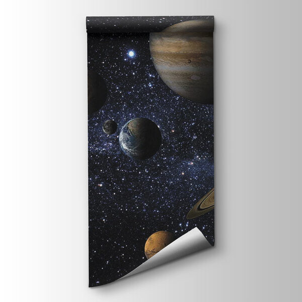 Planets in space with stars and a bright star Planets in space with stars and a bright star