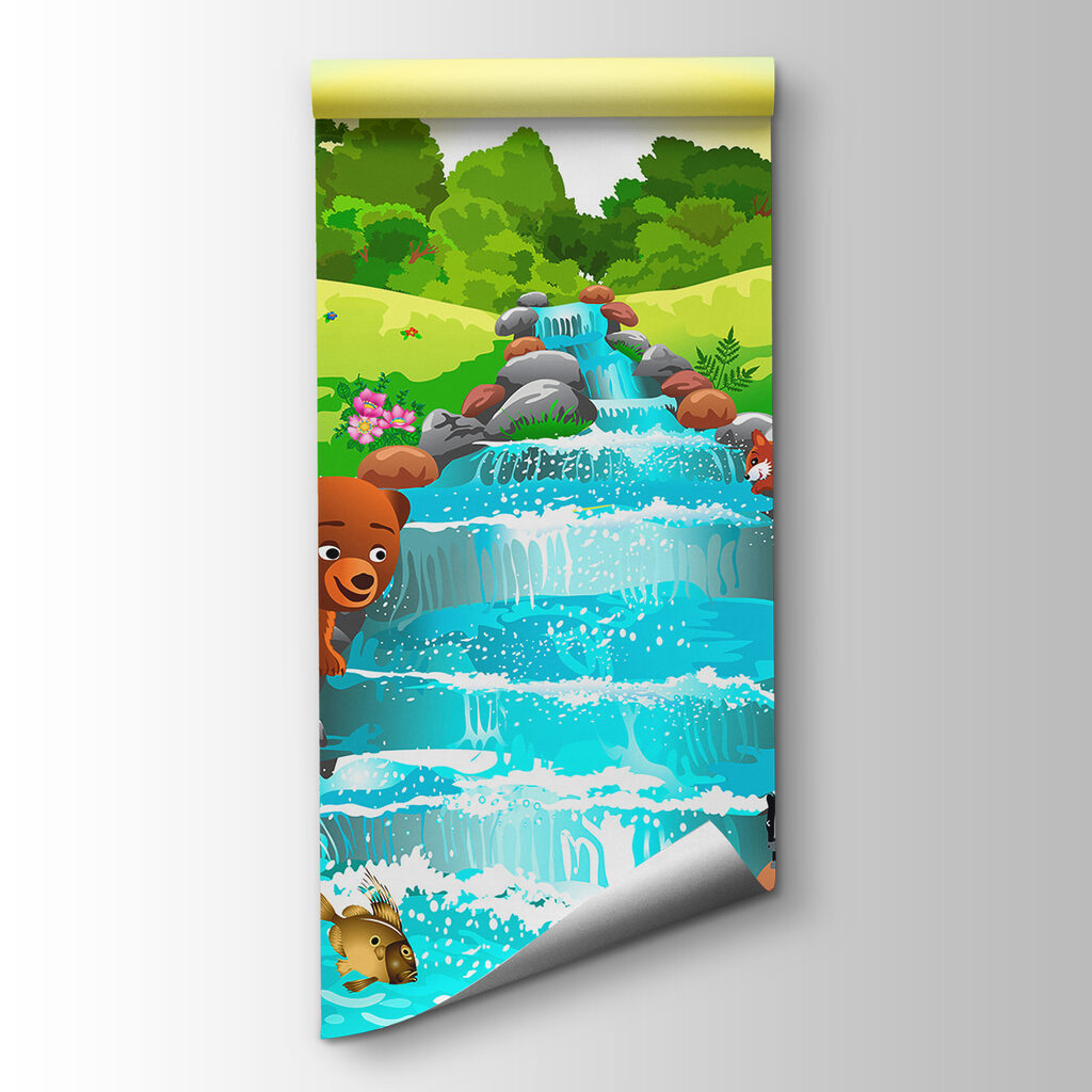 Cartoon of animals in a stream Cartoon of animals in a stream