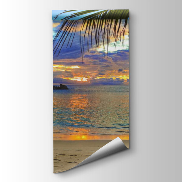 Beach with palm trees and water