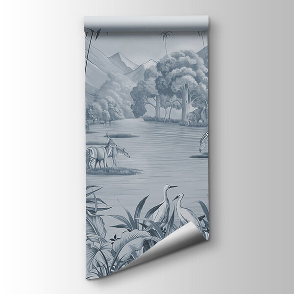 A river with zebras and mountains A river with zebras and mountains