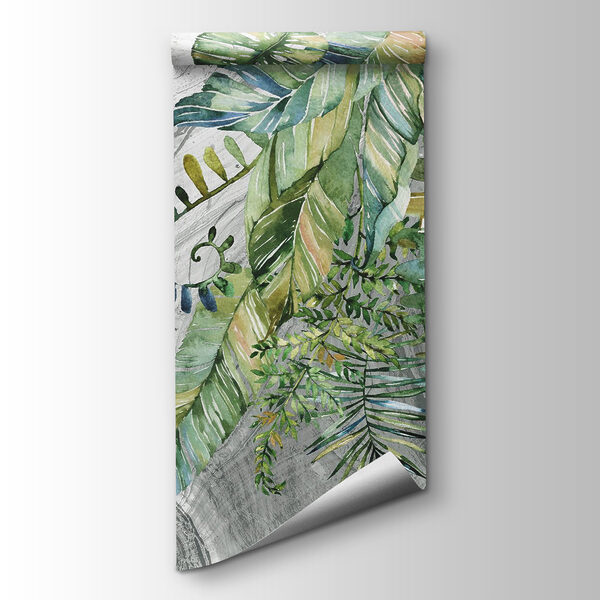 Painting of leaves on a marbled surface