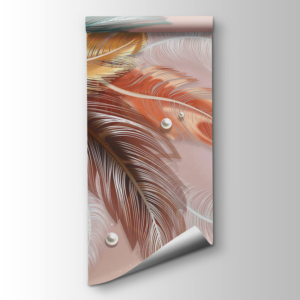 Group of colorful feathers and pearls Group of colorful feathers and pearls