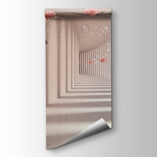 Wallpaper with pink roses and white stairs Wallpaper with pink roses and white stairs