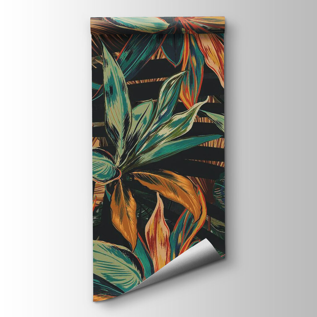 Colorful leaves on a black background