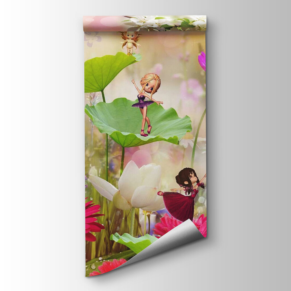 Group of cartoon fairies on flowers