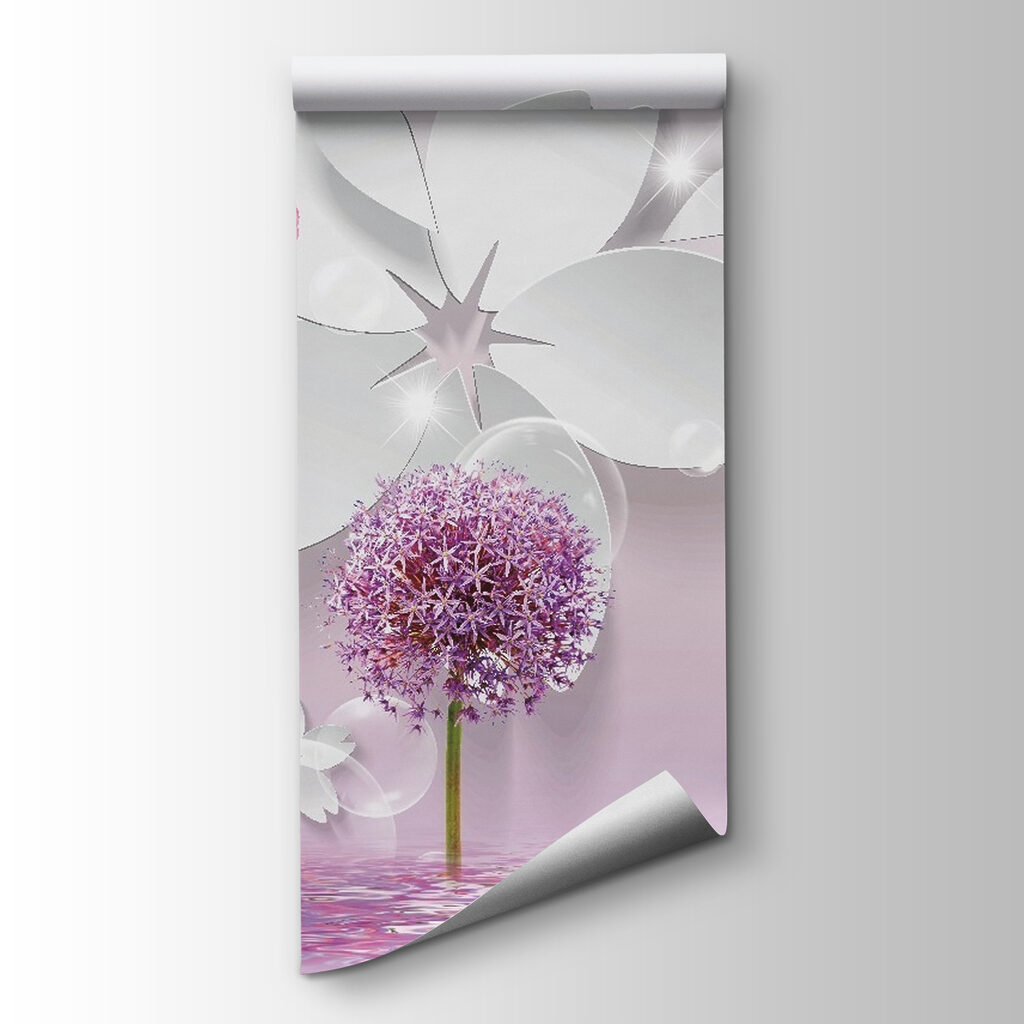 Purple flowers and butterflies