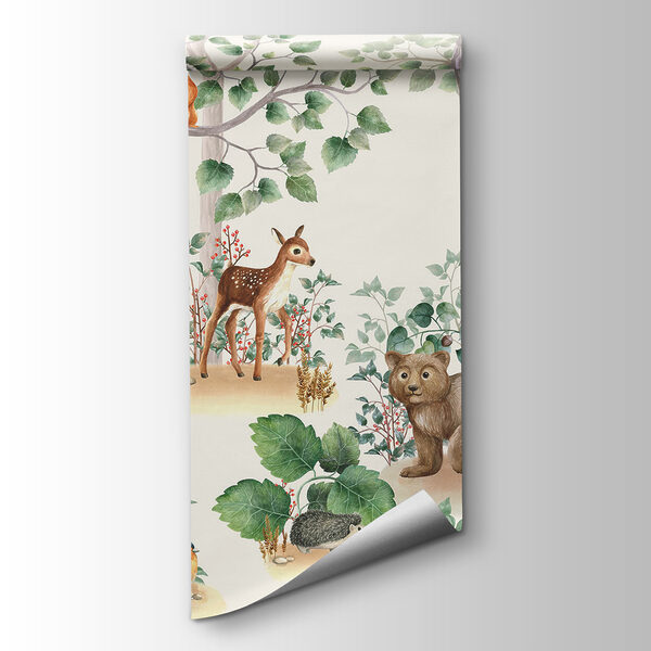Wallpaper with animals in the forest