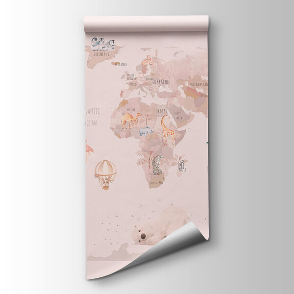 Map of the world with airplanes and polar bears Map of the world with airplanes and polar bears