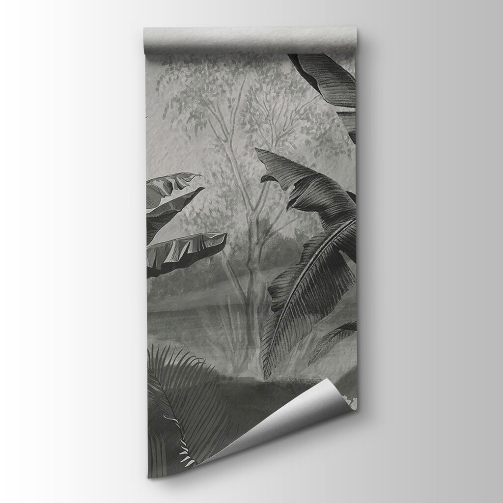 Black and white image of a tropical forest Black and white image of a tropical forest