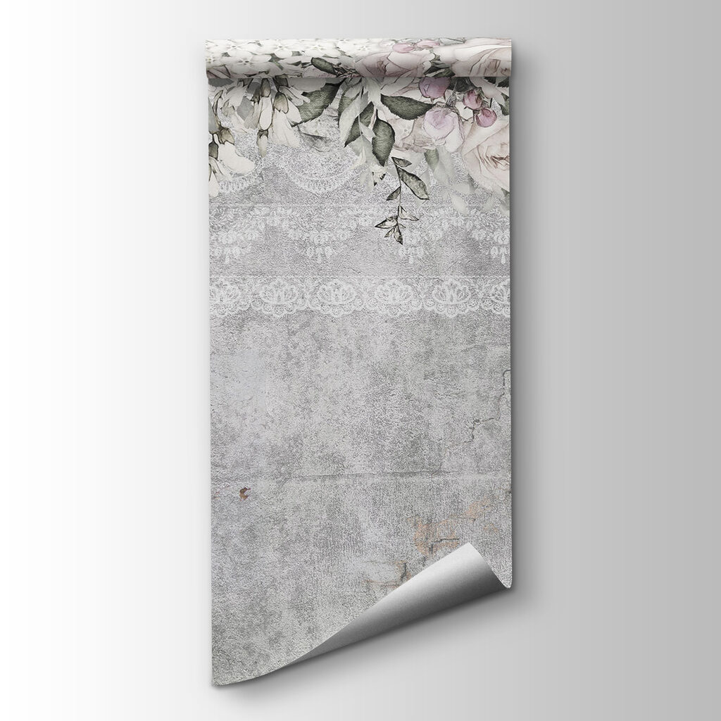 White and pink flowers on a gray background