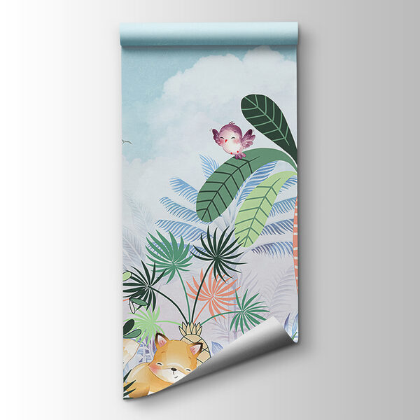 Cartoon of animals and birds in a forest Cartoon of animals and birds in a forest