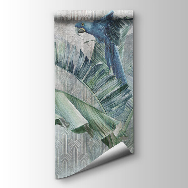 Blue parrot on a banana leaf Blue parrot on a banana leaf