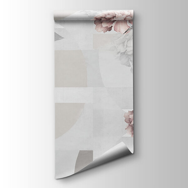 Soft florals complementing abstract shapes