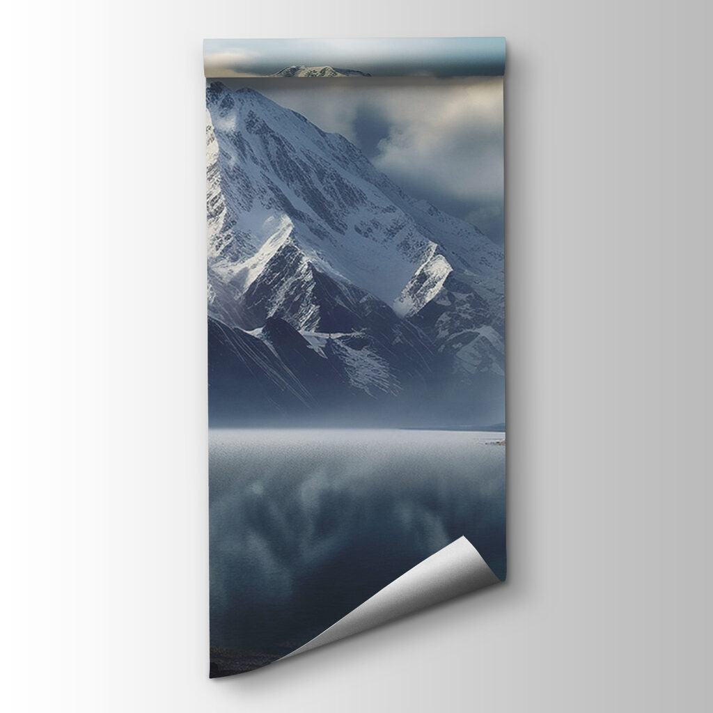 Lake with snow covered mountains and clouds Lake with snow covered mountains and clouds