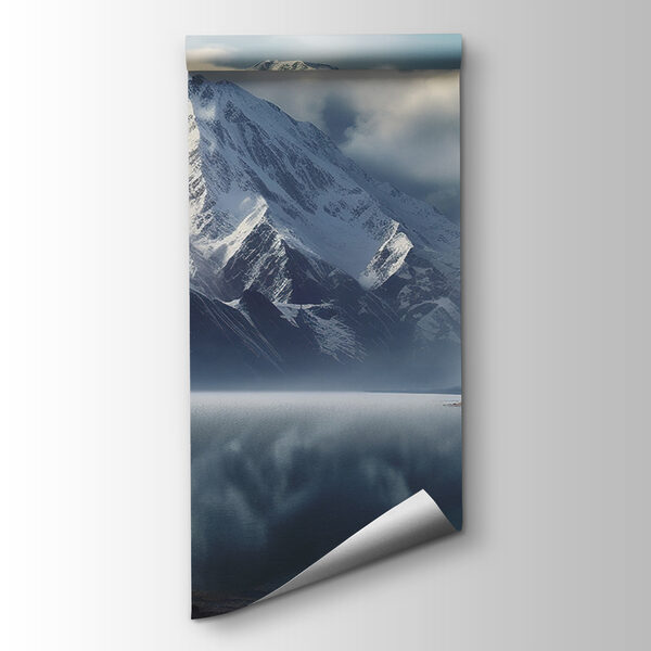 Lake with snow covered mountains and clouds Lake with snow covered mountains and clouds