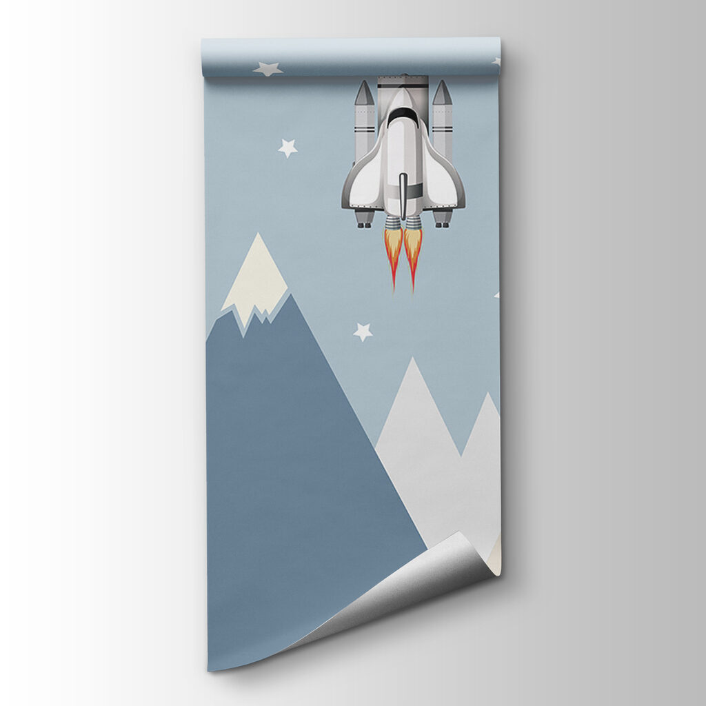 Space shuttle and astronaut in the sky