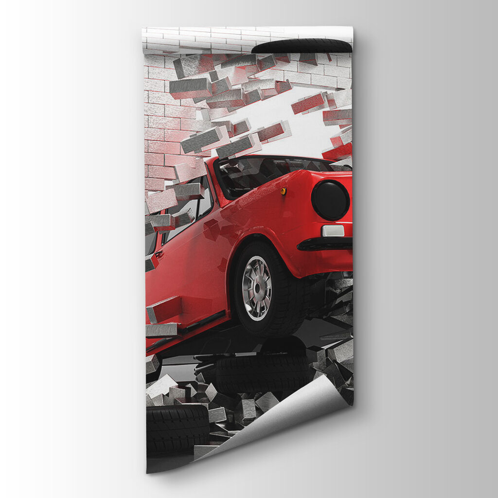 Car crashing through a wall