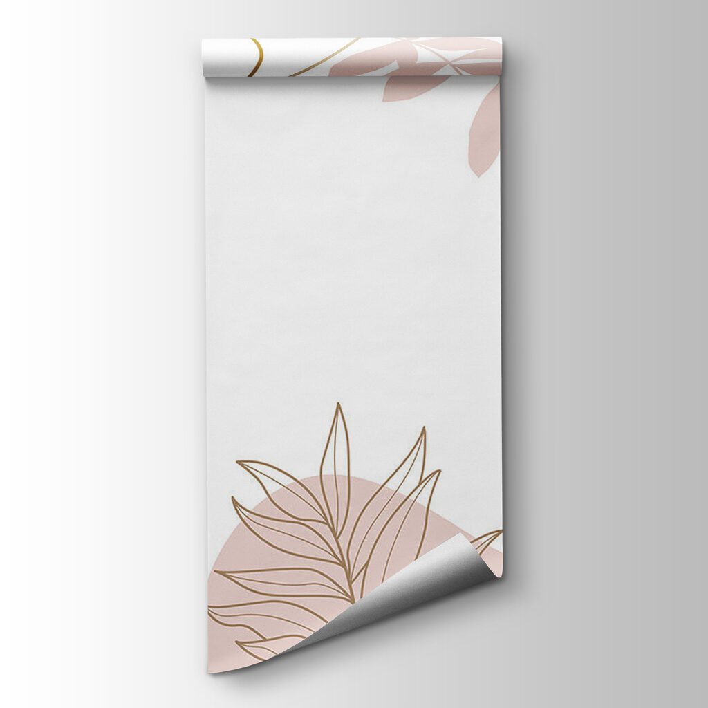 White background with pink and blue and purple shapes and leaves White background with pink and blue and purple shapes and leaves