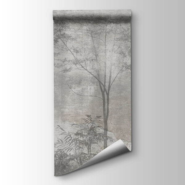 A grey and white photo of trees A grey and white photo of trees