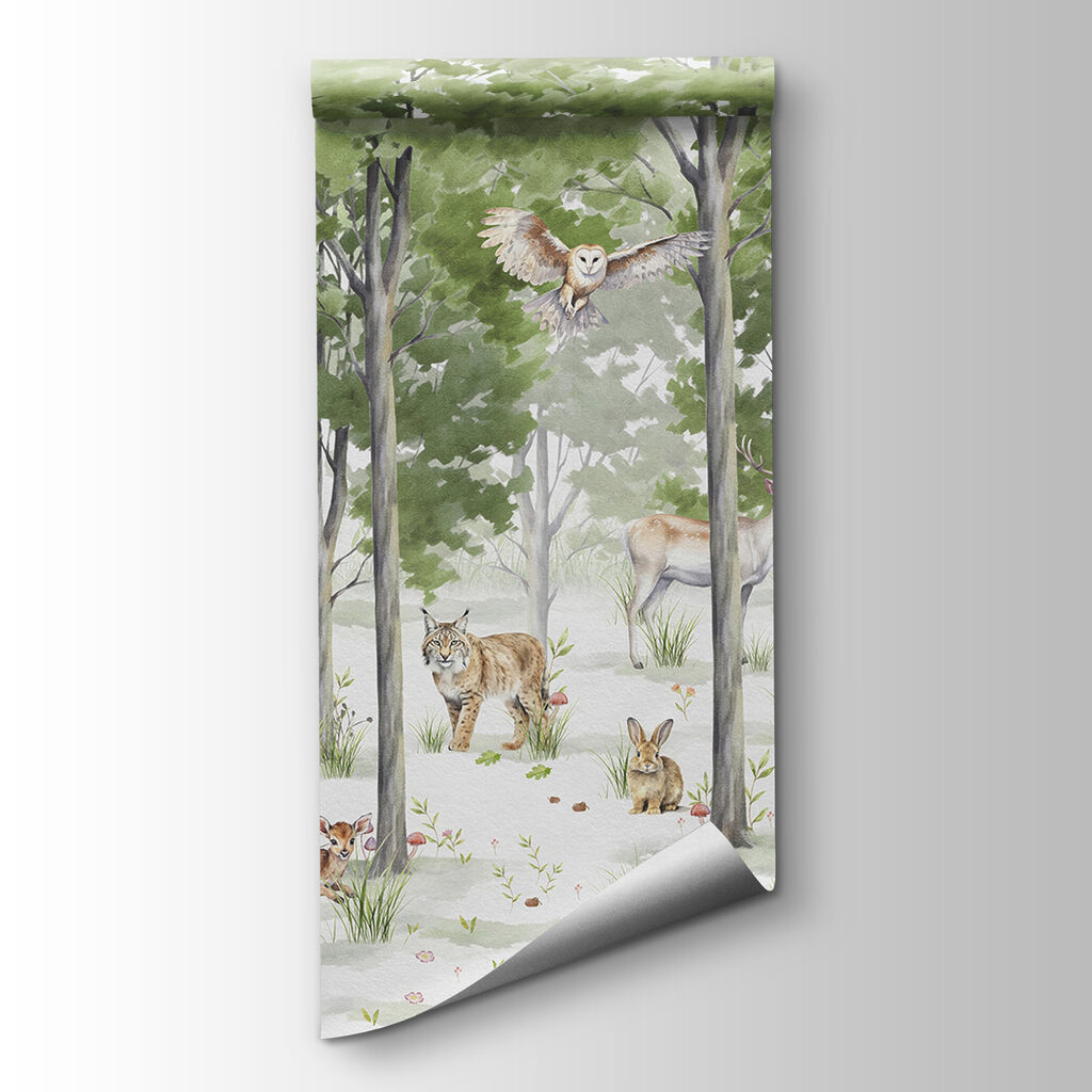 A group of animals in a forest A group of animals in a forest