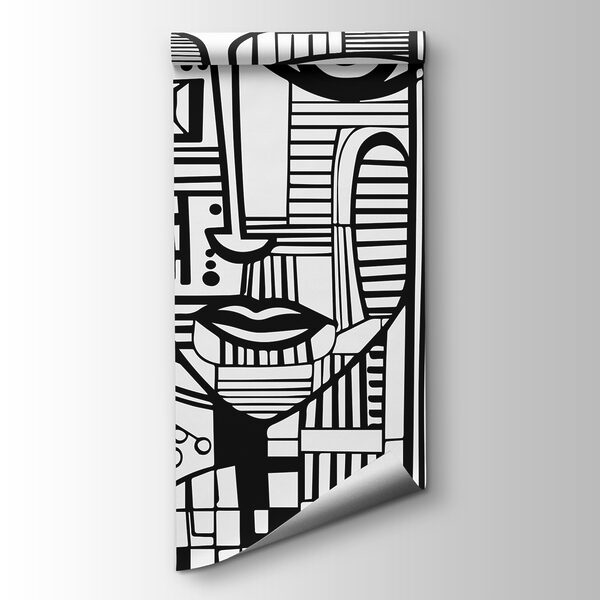 A black and white drawing of a woman's face A black and white drawing of a woman's face