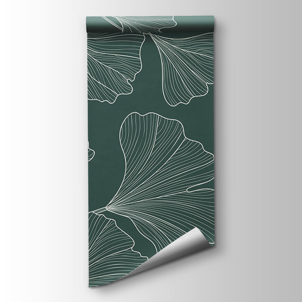 A pattern of leaves on a green background A pattern of leaves on a green background