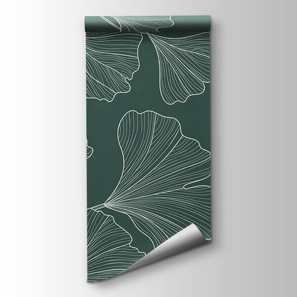 A pattern of leaves on a green background A pattern of leaves on a green background