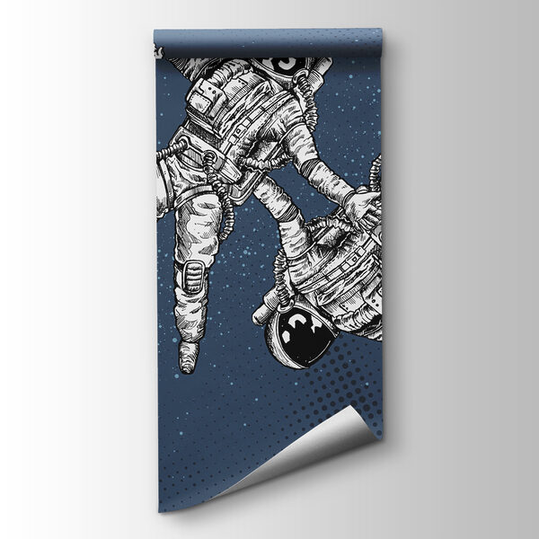 Two astronauts floating in space Two astronauts floating in space