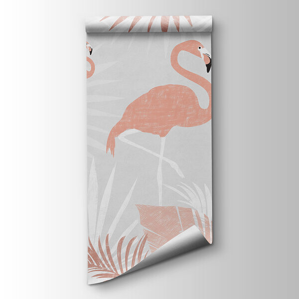 A pink flamingos and leaves
