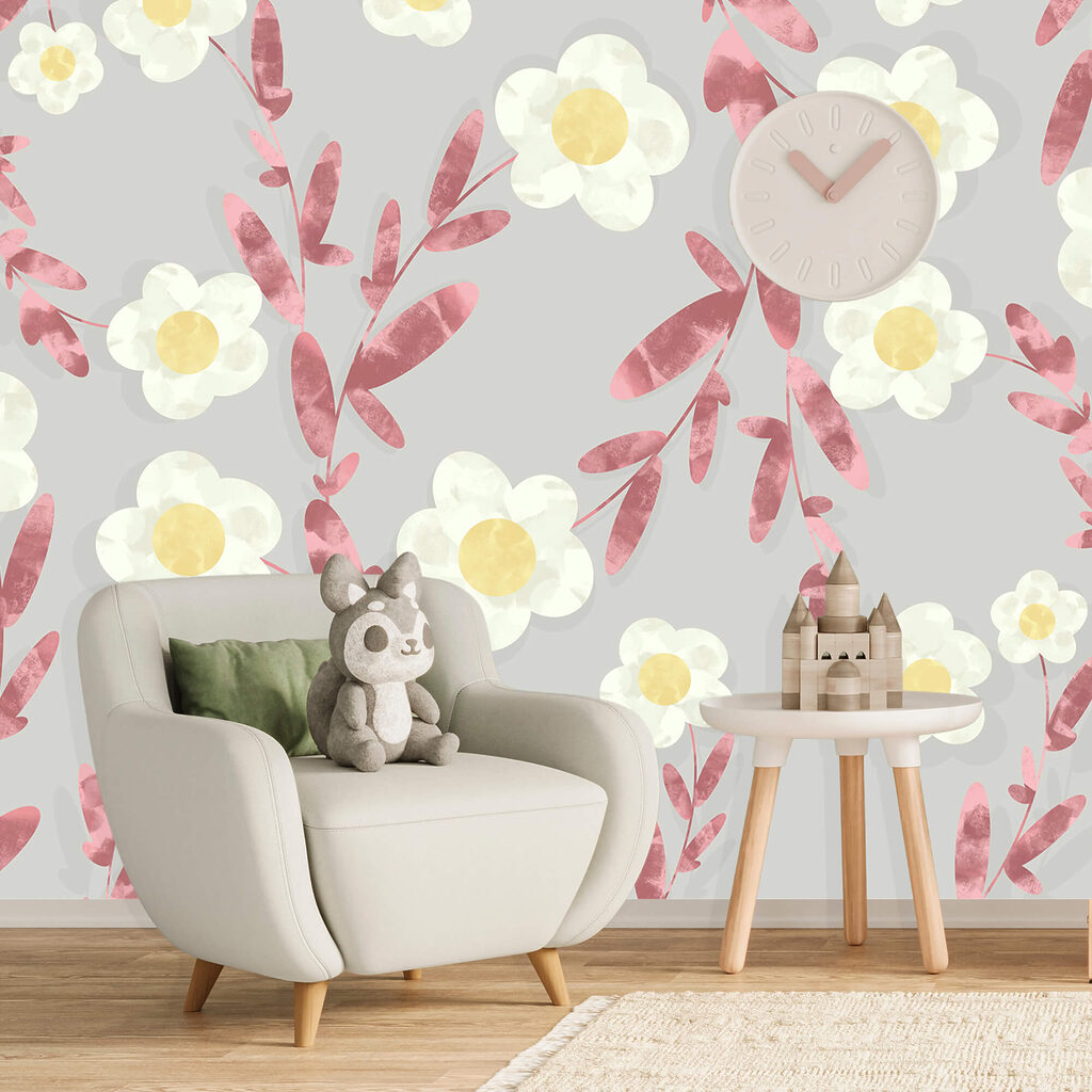 Vzor bielych a žltých kvetov