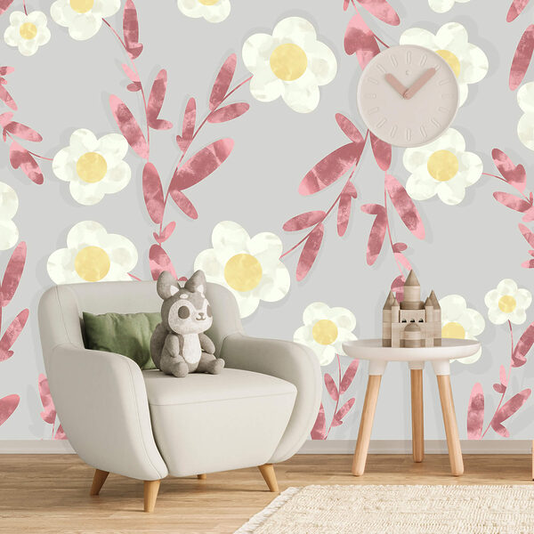 Vzor bielych a žltých kvetov