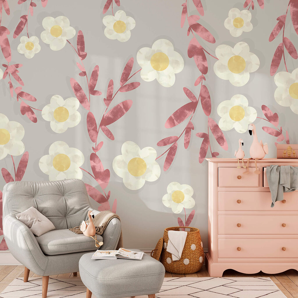 Vzor bielych a žltých kvetov