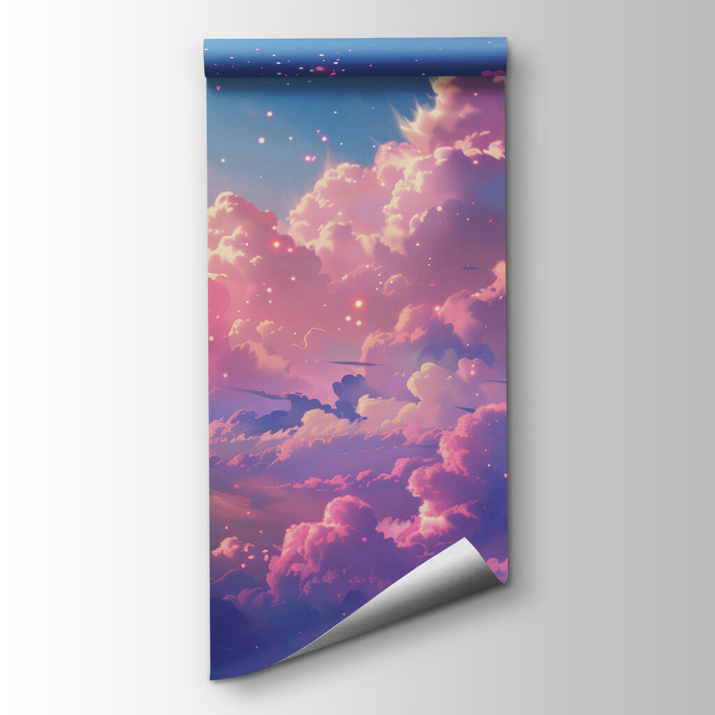 Colorful sky with clouds and hearts Colorful sky with clouds and hearts