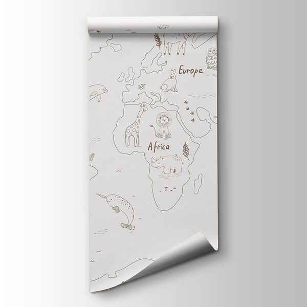 Map of the world with animals Map of the world with animals