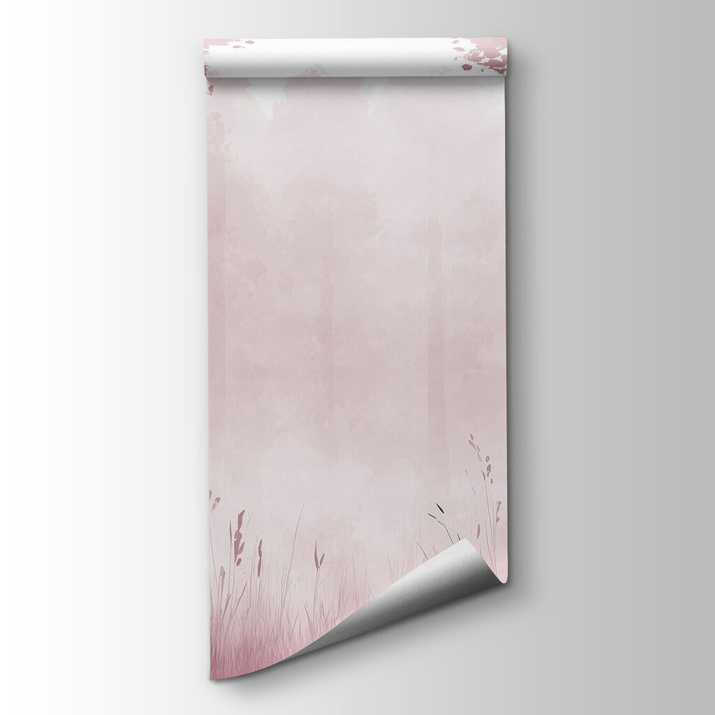 Foggy forest with pink trees Foggy forest with pink trees