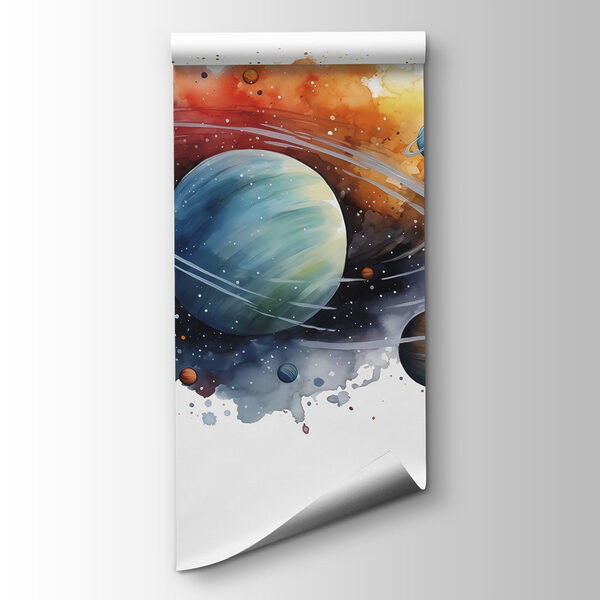 Watercolor of planets and stars Watercolor of planets and stars