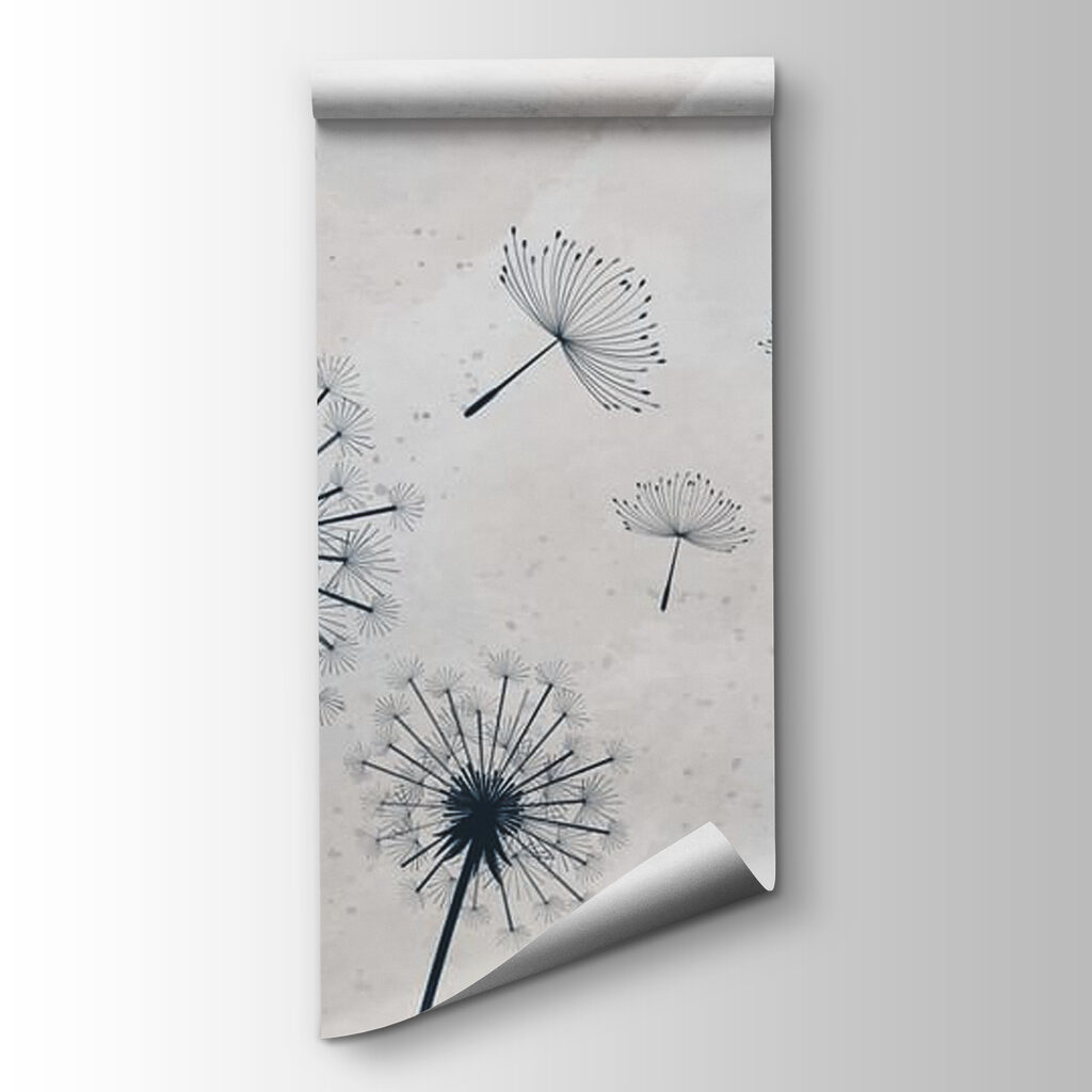 Group of dandelions flying in the air