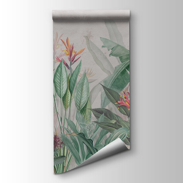 Wallpaper with a pattern of flowers and leaves Wallpaper with a pattern of flowers and leaves