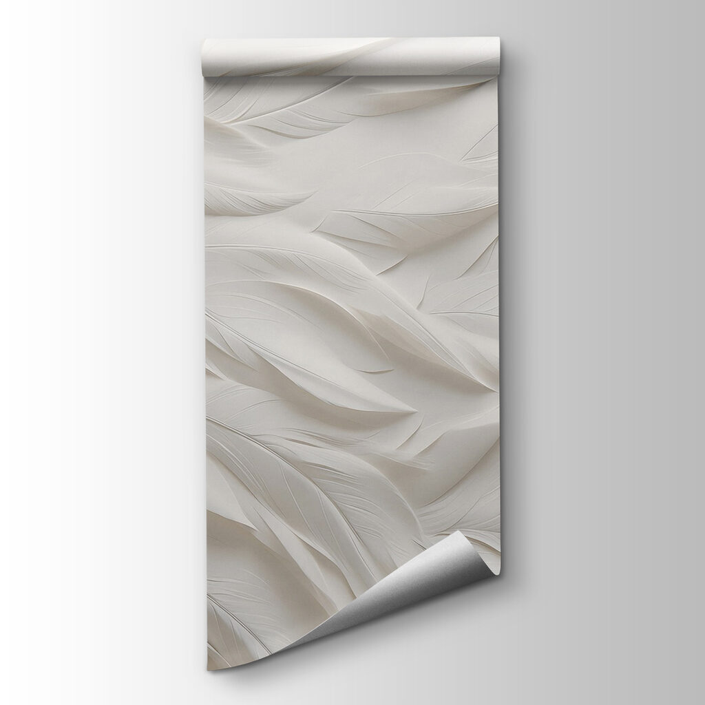 White feather pattern on a white surface White feather pattern on a white surface