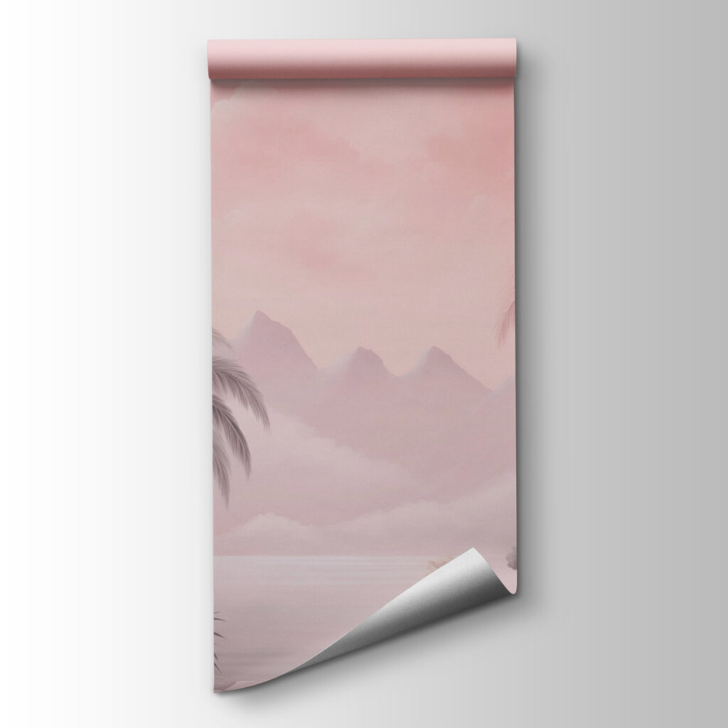 Landscape with palm trees and mountains Landscape with palm trees and mountains