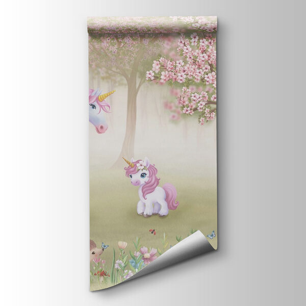 Unicorn and a squirrel in a forest