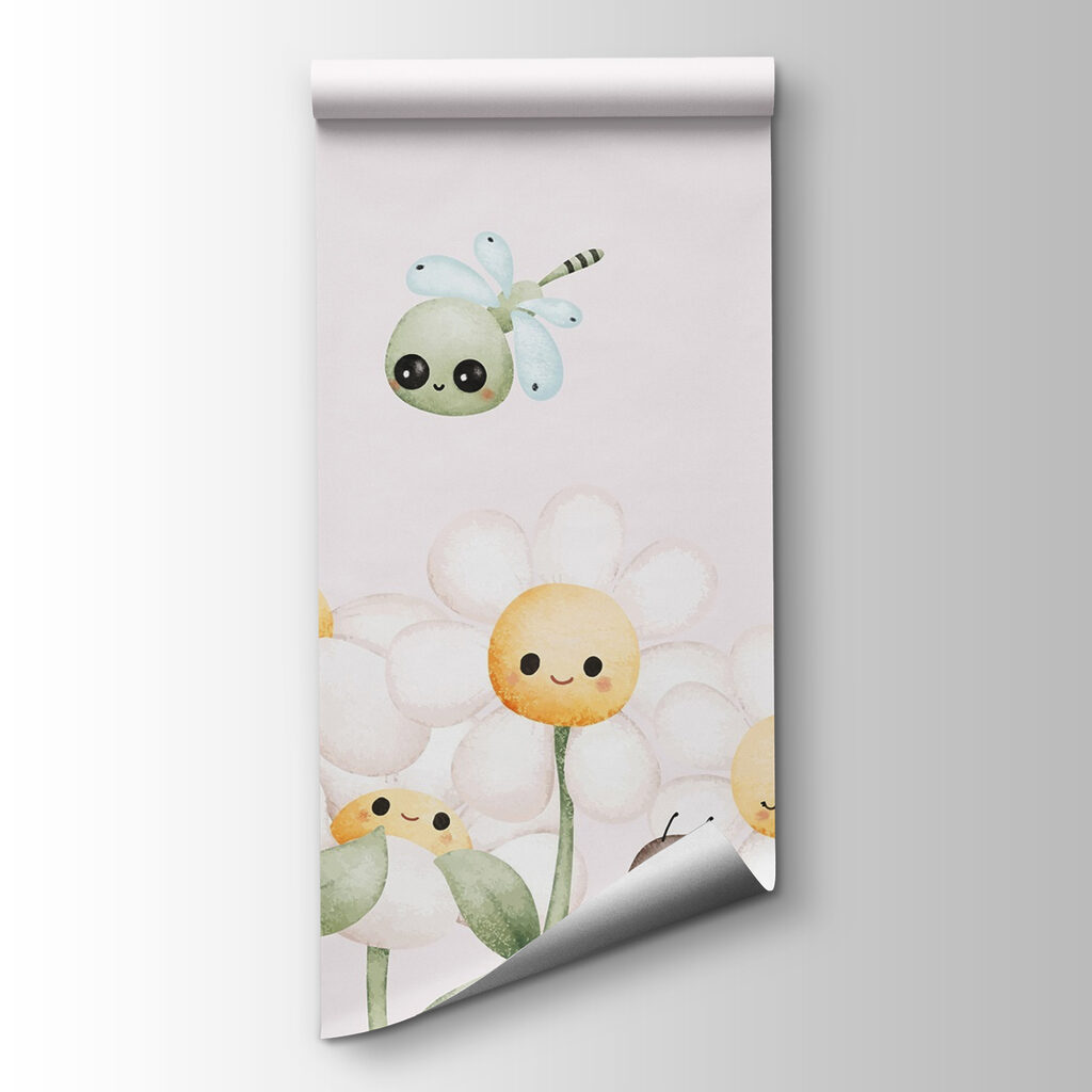 Group of cartoon bugs and flowers Group of cartoon bugs and flowers